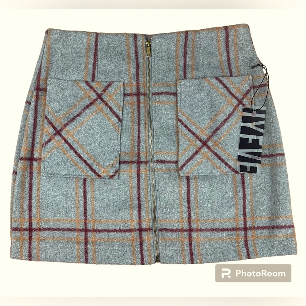 HYFVE Grey/Red/Yellow Front Zip Skirt with Pockets